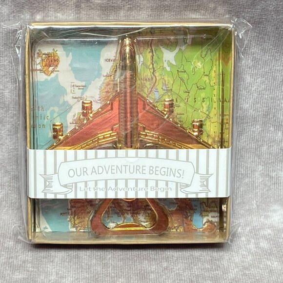Our Adventure Begins! Airplane Gold Bottle Opener - Let The Adventures Begin - Picture 1 of 5